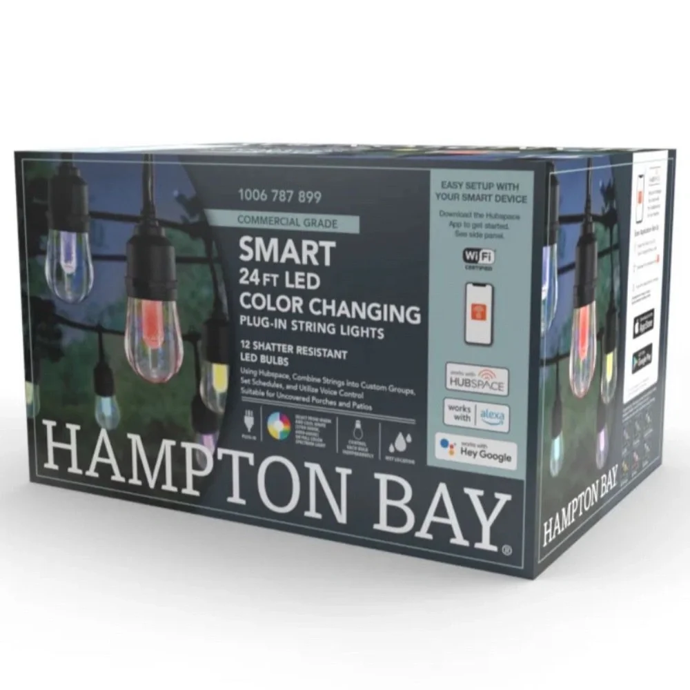 HAMPTON BAY SMART 24FT LED MULTICOLOR CHANGING PLUG-IN STRING LIGHTS 🌟NIB🌟
